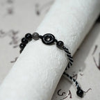 Fortune Jewel Natural Black Obsidian Peace Buckle Purification Black Rope Bracelet Fortune Jewel