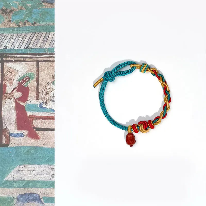 Fortune Jewel Natural Red Agate Pixiu Confidence Four-strand Braid Rope Bracelet Fortune Jewel