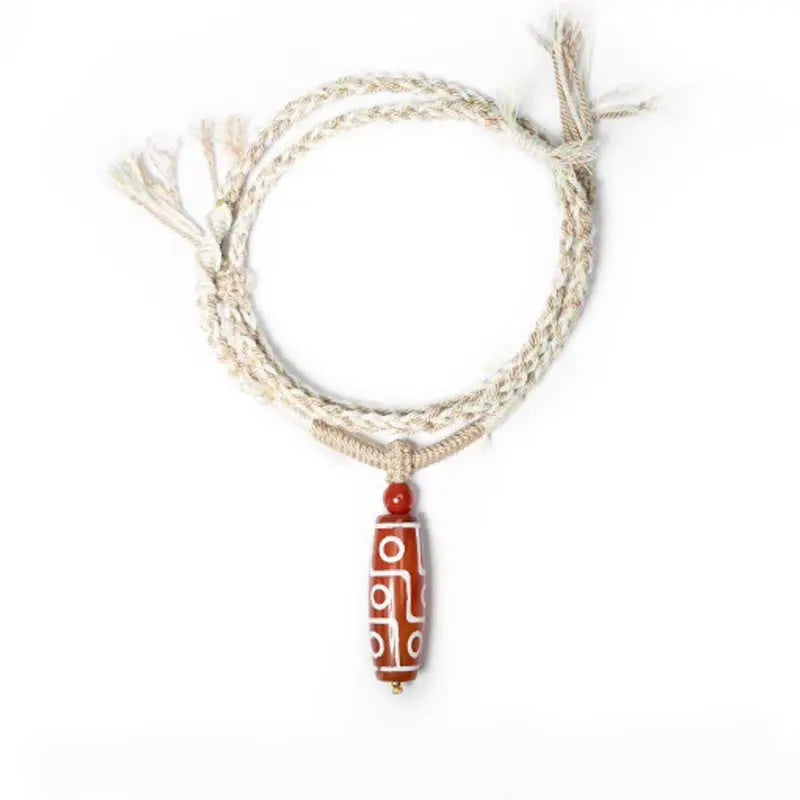 Fortune Jewel Natural Red Agate Nine-eye Dzi Bead Power Rope Bracelet Fortune Jewel