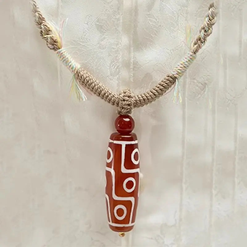 Fortune Jewel Natural Red Agate Nine-eye Dzi Bead Power Rope Bracelet Fortune Jewel