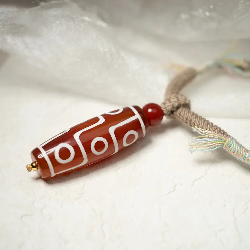 Fortune Jewel Natural Red Agate Nine-eye Dzi Bead Power Rope Bracelet Fortune Jewel