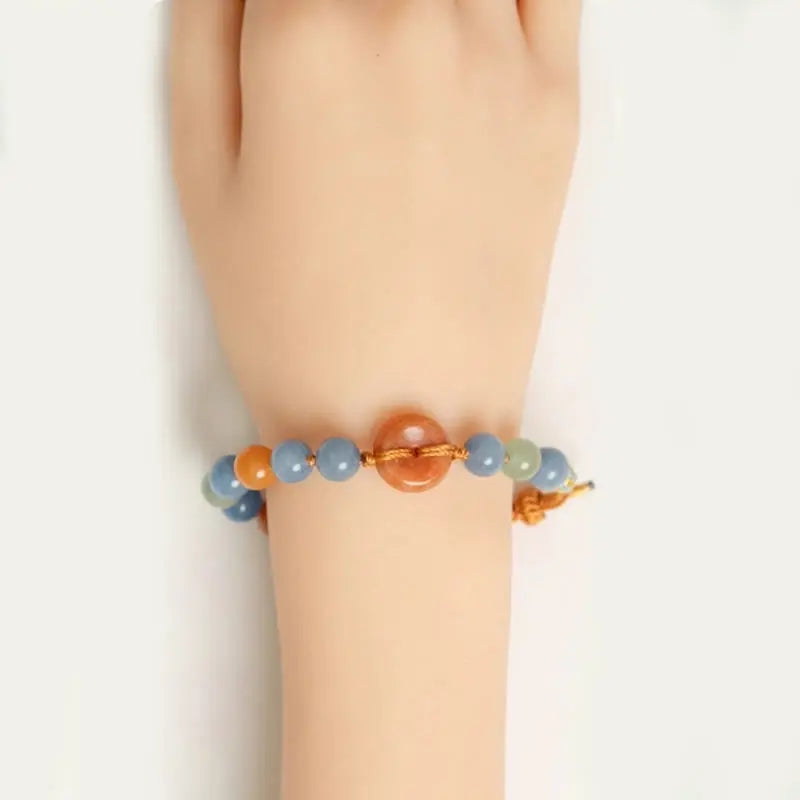 Fortune Jewel Colored Aventurine Peace Buckle Cure Bracelet Fortune Jewel
