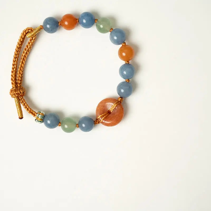 Fortune Jewel Colored Aventurine Peace Buckle Cure Bracelet Fortune Jewel