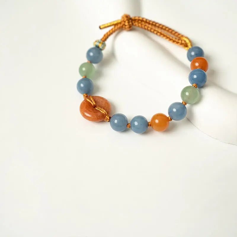 Fortune Jewel Colored Aventurine Peace Buckle Cure Bracelet Fortune Jewel
