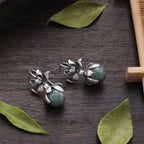 Fortune Jewel Lotus Round Bead Copper Enlightenment Earrings Fortune Jewel