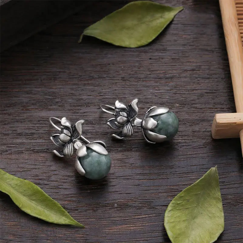 Fortune Jewel Lotus Round Bead Copper Enlightenment Earrings Fortune Jewel