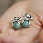 Fortune Jewel Lotus Round Bead Copper Enlightenment Earrings Fortune Jewel