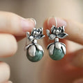 Fortune Jewel Lotus Round Bead Copper Enlightenment Earrings Fortune Jewel