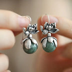 Fortune Jewel Lotus Round Bead Copper Enlightenment Earrings Fortune Jewel