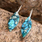 Fortune Jewel Natural Emperor Stone Water Drop Leaf Shape Happiness Earrings Fortune Jewel