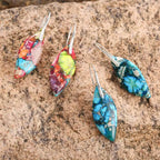 Fortune Jewel Natural Emperor Stone Water Drop Leaf Shape Happiness Earrings Fortune Jewel