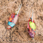 Fortune Jewel Natural Emperor Stone Water Drop Leaf Shape Happiness Earrings Fortune Jewel