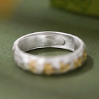 Fortune Jewel Hammer Pattern Om Mani Padme Hum Copper Plated Silver Wealth Ring Fortune Jewel