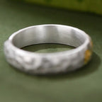 Fortune Jewel Hammer Pattern Om Mani Padme Hum Copper Plated Silver Wealth Ring Fortune Jewel