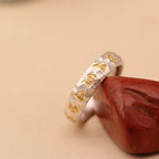 Fortune Jewel Hammer Pattern Om Mani Padme Hum Copper Plated Silver Wealth Ring Fortune Jewel