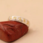 Fortune Jewel Hammer Pattern Om Mani Padme Hum Copper Plated Silver Wealth Ring Fortune Jewel