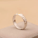 Fortune Jewel Hammer Pattern Om Mani Padme Hum Copper Plated Silver Wealth Ring Fortune Jewel