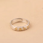 Fortune Jewel Hammer Pattern Om Mani Padme Hum Copper Plated Silver Wealth Ring Fortune Jewel
