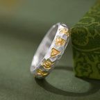 Fortune Jewel Hammer Pattern Om Mani Padme Hum Copper Plated Silver Wealth Ring Fortune Jewel