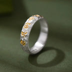 Fortune Jewel Hammer Pattern Om Mani Padme Hum Copper Plated Silver Wealth Ring Fortune Jewel