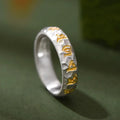 Fortune Jewel 999 Sterling Silver Hammer Pattern Om Mani Padme Hum Balance Ring Fortune Jewel