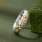 Fortune Jewel 999 Sterling Silver Hammer Pattern Om Mani Padme Hum Balance Ring Fortune Jewel