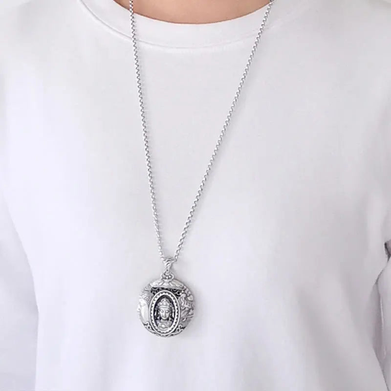 Fortune Jewel Copper Buddha Devil Pattern Serenity Pendant Necklace Fortune Jewel