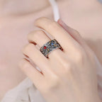Fortune Jewel Vintage Dragon Pattern Copper Plated Silver Balance Ring Fortune Jewel