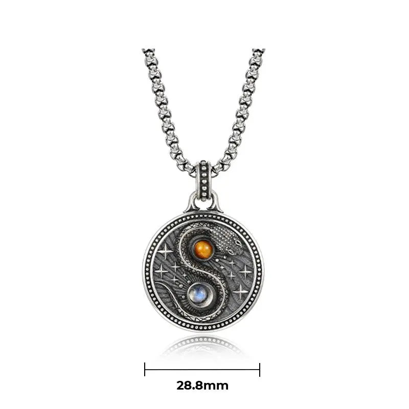 Fortune Jewel Snake Yin Yang Symbol Copper Wealth Necklace Pendant Fortune Jewel