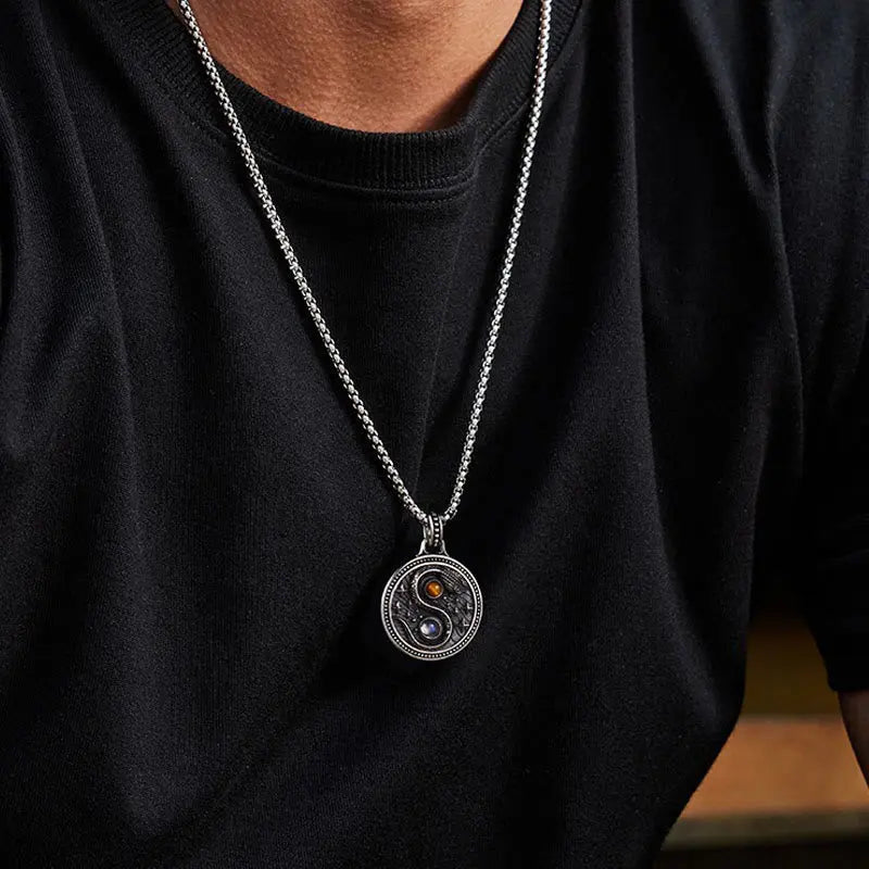 Fortune Jewel Snake Yin Yang Symbol Copper Wealth Necklace Pendant Fortune Jewel
