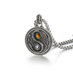 Fortune Jewel Snake Yin Yang Symbol Copper Wealth Necklace Pendant Fortune Jewel