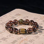 Fortune Jewel Ice Obsidian Gold-stamped Sanskrit Courage Bracelet