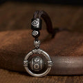 Fortune Jewel Om Mani Padme Hum Copper Plated Silver Wealth Rotating Necklace Pendant Fortune Jewel