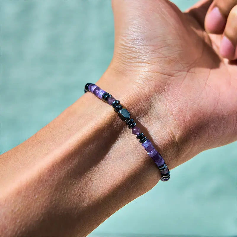 Fortune Jewel Amethyst Hematite Spiritual Awareness Bracelet Fortune Jewel