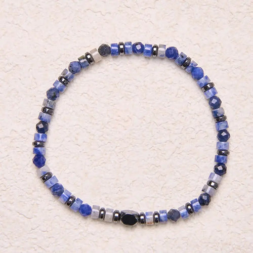 Buddha Stone Sodalite Hematite Blue Aventurine Intuition Bracelet Fortune Jewel