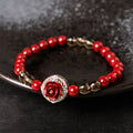 Fortune Jewel Cinnabar Angora Red Shell Pearl Rose Petals Calm Bracelet