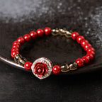 Fortune Jewel Cinnabar Angora Red Shell Pearl Rose Petals Calm Bracelet