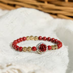 Fortune Jewel Cinnabar Angora Red Shell Pearl Rose Petals Calm Bracelet