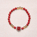 Fortune Jewel Cinnabar Angora Red Shell Pearl Rose Petals Calm Bracelet