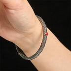 Vintage Tang Dynasty Flower Design Engraved Red Agate Copper Luck Bracelet Bangle Fortune Jewel
