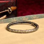 Vintage Tang Dynasty Flower Design Engraved Red Agate Copper Luck Bracelet Bangle Fortune Jewel
