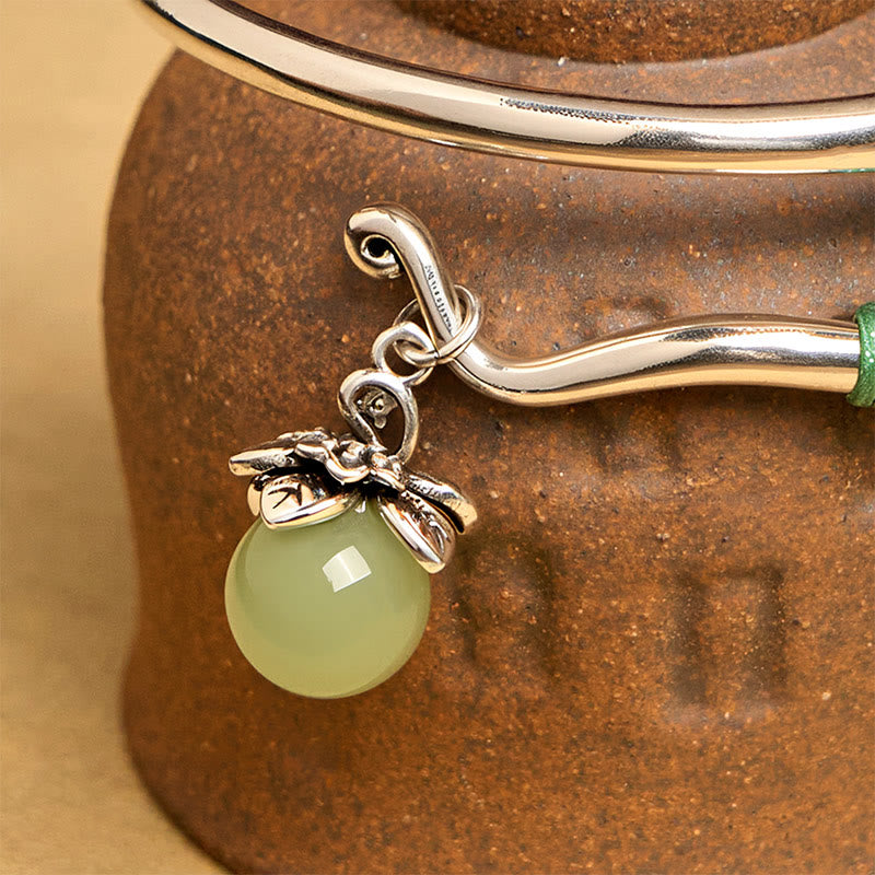 Fortune Jewel Copper Alloy Green Bead Charm Luck Cuff Bracelet Bangle