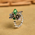 Fortune Jewel Flower Pattern Copper Alloy Luck Elastic Rope Ring
