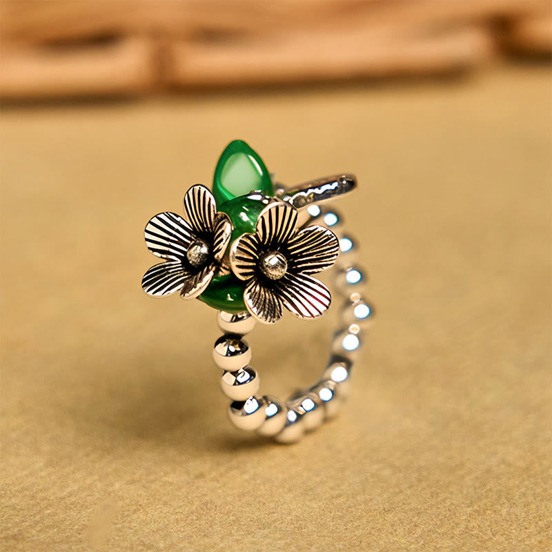 Fortune Jewel Flower Pattern Copper Alloy Luck Elastic Rope Ring