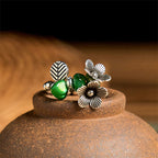 Fortune Jewel Flower Pattern Copper Alloy Luck Elastic Rope Ring