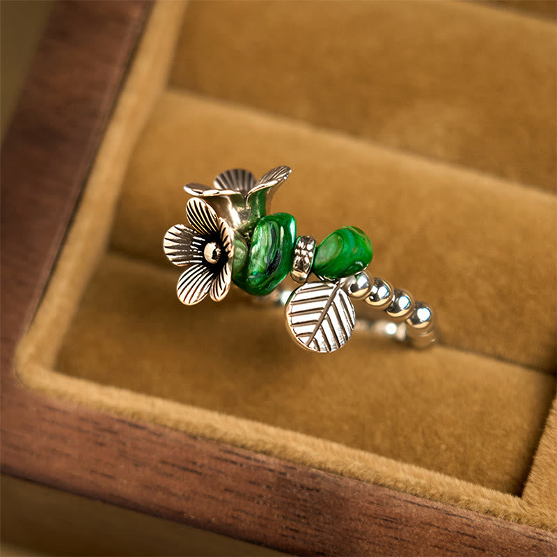 Fortune Jewel Flower Pattern Copper Alloy Luck Elastic Rope Ring