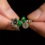Fortune Jewel Flower Pattern Copper Alloy Luck Elastic Rope Ring