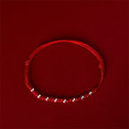 Fortune Jewel 925 Sterling Silver Beads Red String Adjustable Luck Bracelet