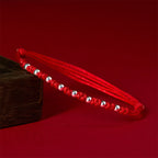 Fortune Jewel 925 Sterling Silver Beads Red String Adjustable Luck Bracelet
