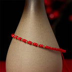 Fortune Jewel 925 Sterling Silver Plated Gold Beads Red String Braided Protection Bracelet
